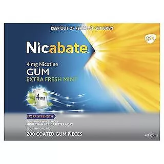 Nicabate 4mg Nicotine Gum Extra Fresh Mint | 200 Coated Gum Pieces