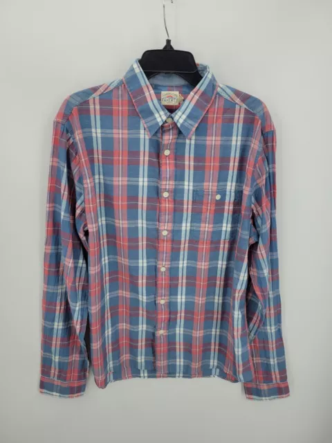 Faherty Shirt Mens Large Seaview Red Blue White Plaid Button Up Long Sleeve