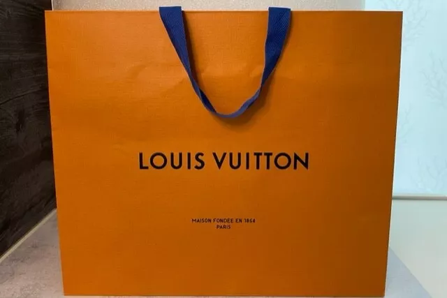 LOUIS VUITTON Authentic New XL Orange Gift/Shopping Tote Paper Bag 23” 18”  10”