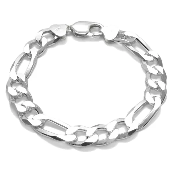 925 Sterling Silver Figaro Link Chain Bracelet (All Widths and Lengths)