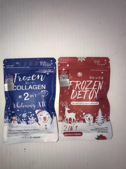 1  Gluta Frozen Capsule Collagen 2 in 1 Whitening x10 + 1 Detox & Fibre Organic