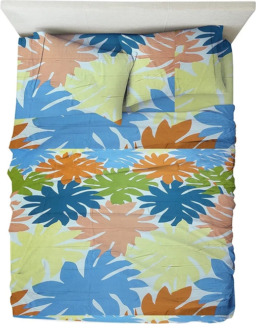 100% Giza Egyptian Cotton My Giza Pillow 1000 TC Papaya Leaf Print Sheet Set 4PC