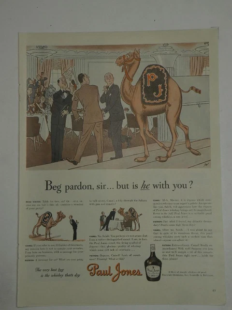 Magazine Ad* - 1942 - Paul Jones Whiskey - World War II - Camel (#3)