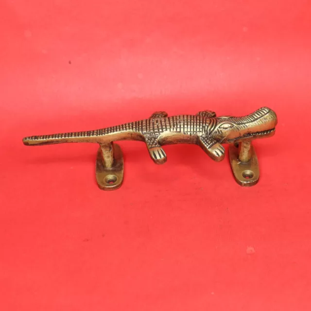Crocodile Shape Antique Victorian Repro Handmade Brass Door Handle & Pull Knob