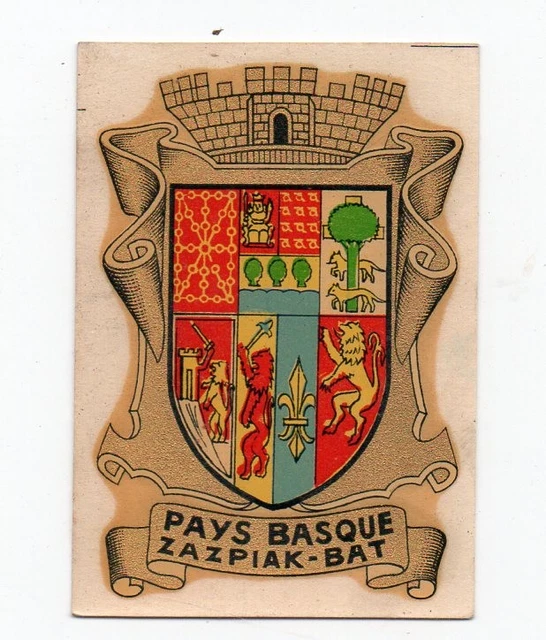 Broche Ancienne Blason Pays Basque Zazpiak Bat - émaux Dorés Fin XIXème