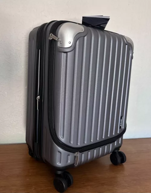 LEVEL8 Grace Carry On Luggage 20” Grey Suitcase ABS+PC Hardshell spinner wheels