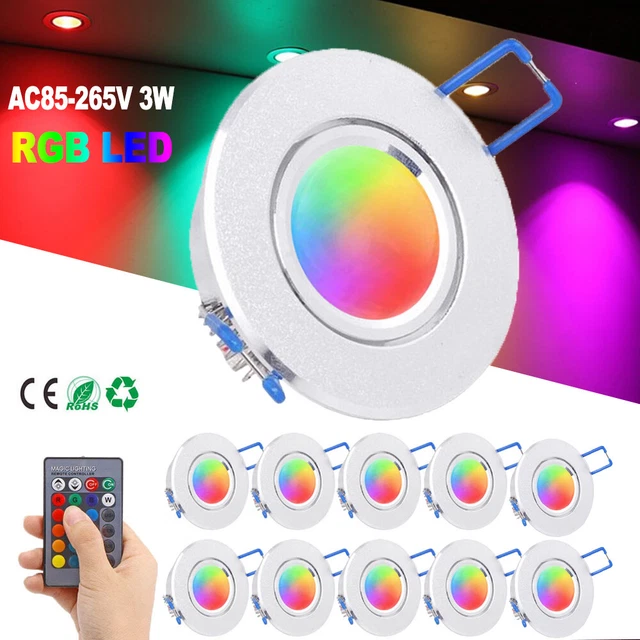 LED CEILING LIGHTS Colour Changing RGB Downlight Panel Recessed ...