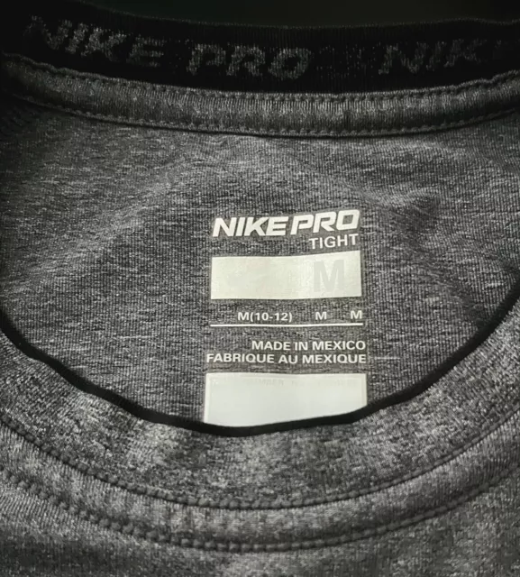 Nike Pro Tight Fit Youth Athletic Shirt  Charcoal Gray Size Medium (10-12) 3