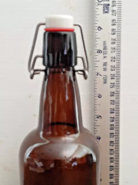 Amber Brown Empty Beer Bottle with Porcelain Swing Top Lid Stopper 3
