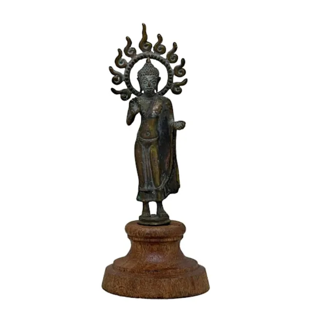 Bronze Standing Abhaya Mudra Buddha Statue Angor Wat Khmer Style #2
