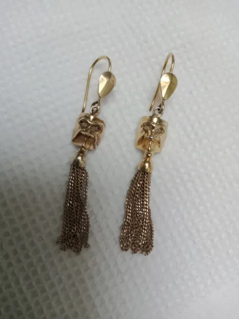 Ancienne paire de boucles d'oreilles pendantes en  argent 925 / 835