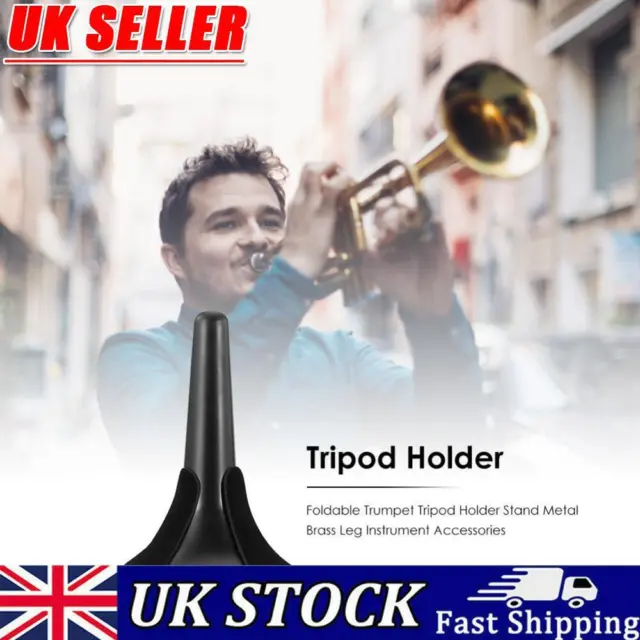 Foldable Trumpet Tripod Holder Stand Brass Leg Instrument Accessory(Black)