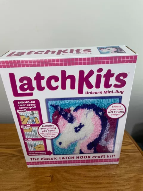 Kit artesanal de mini alfombra LatchKits unicornio - alfombra de gancho de pestillo hágalo usted mismo