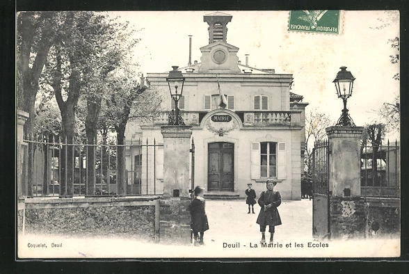 CPA Deuil, La Mairie et les Ecoles 1908