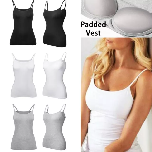 Women's Camisole with Built in Shelf Bra Spaghetti Strap Vest Padded Tank  Tops