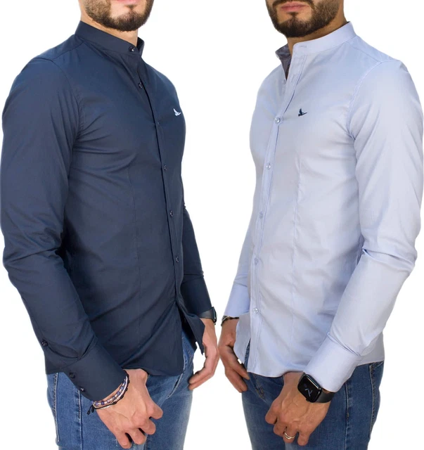 Camicia uomo Slim Fit coreana elasticizzata cotone casual S M L XL XXL RDV