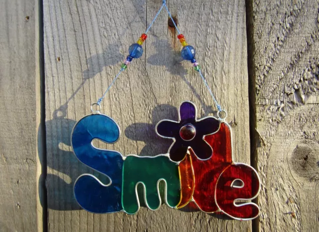 Hand Made Stained Resin Rainbow Smile Suncatcher Sun Catcher Window Wind Chime