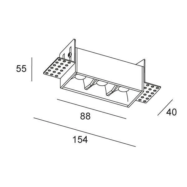 FARETTO LED DA Soffitto Leds C4 Bento Standard, 3 Luci, Trimless, 6W