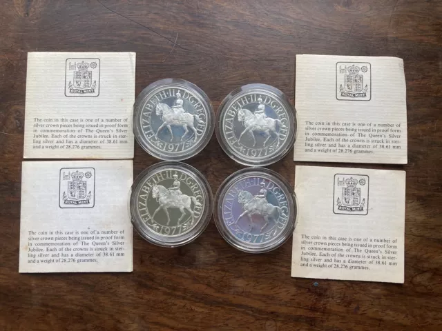 Sterling Silver Queens Jubilee Coins With COA X 4, To Good For Scrap