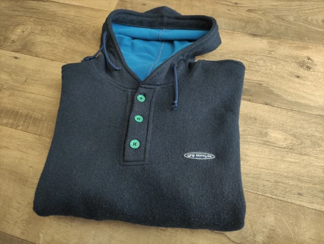 Levis maglione uomo con cappuccio blu misto lana anni 90 taglia XL