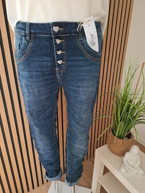 Jeans Larghi Donna Jewelly – Modello Karostar – Grigio Con Paillettes – Taglie 34-42 – JP26202 - 2