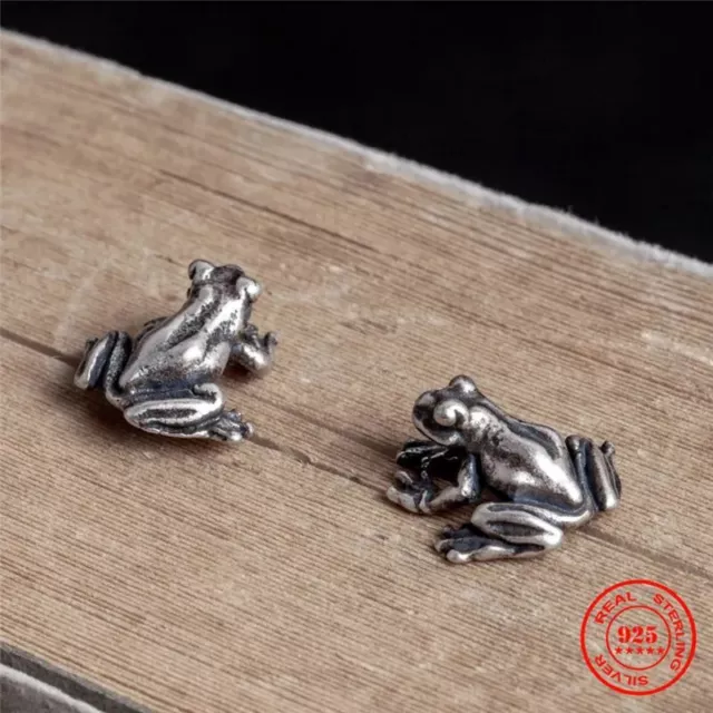 1Pair Frog Shape Stud Earrings Silver Color Earring Studs Women Men Jewelry Gift