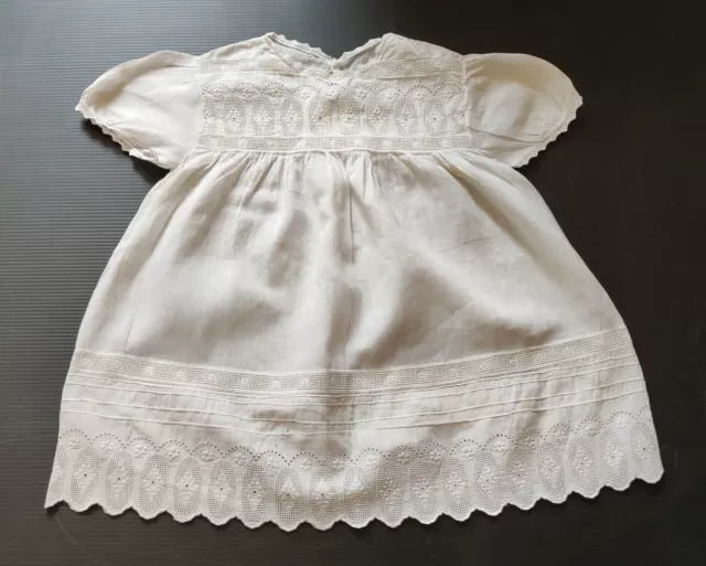 Dress Christening Sail Of Cotton Embroidery Openwork Handmade For Doll