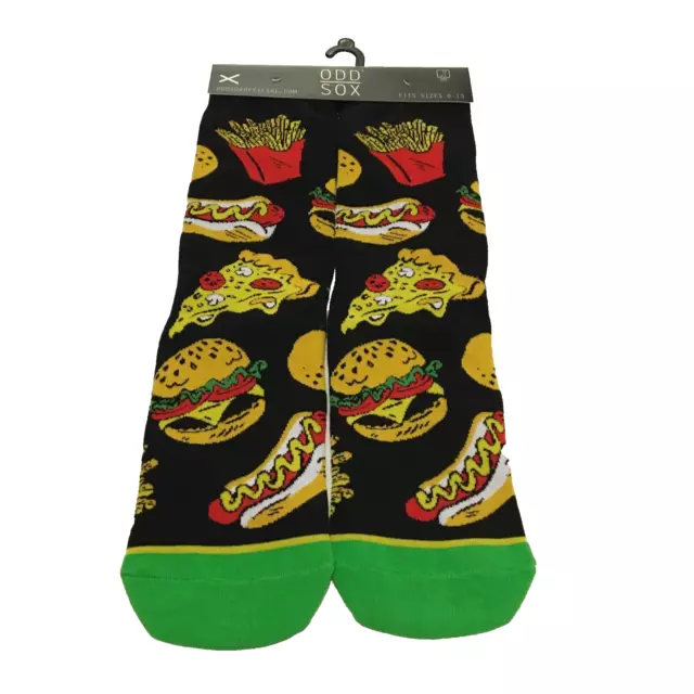 Odd Sox Fast Food Pizza Burgers & Fries Novelty Crew Socks Fits Sizes 6-13 NWT