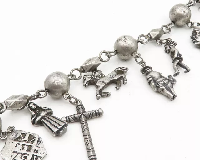 925 Sterling Silver - Vintage Antique Assorted Charms Chain Bracelet - BT7476 3