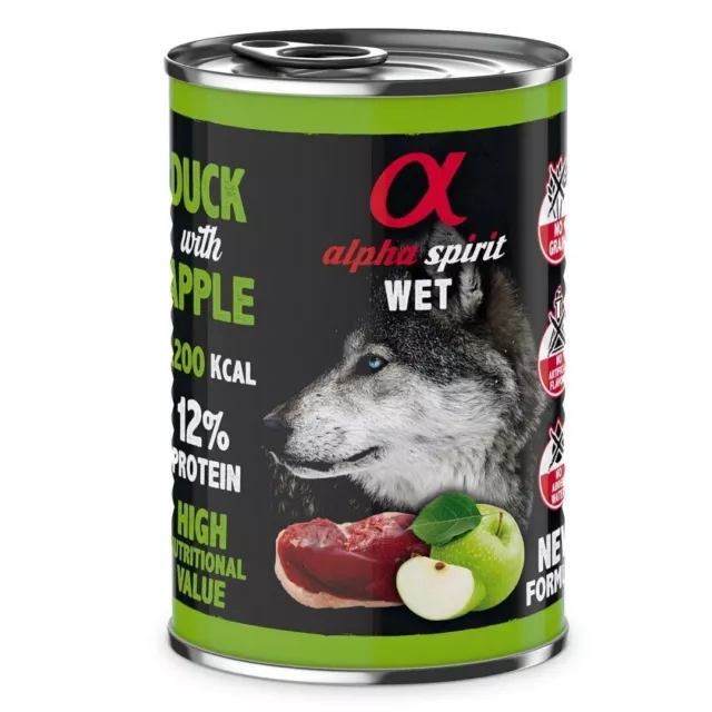 ALPHA SPIRIT comida húmeda para perros pato manzana 400g