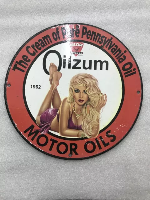 Oilzum Motor Oils 12X12 Inches Porcelain Enamel Sign Single Sided