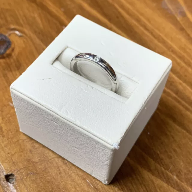 Tiffany & Co. 14k White Gold Bezel Set 0.3 Cttw Diamond Stacking Dainty Ring