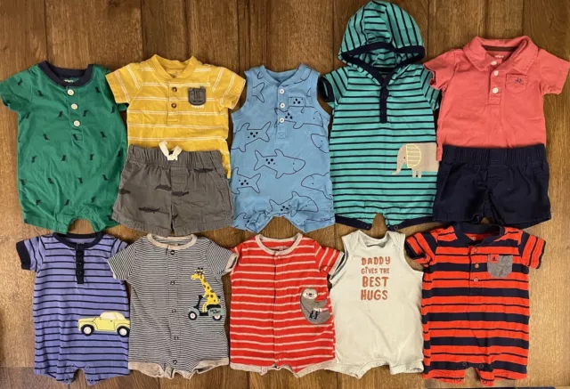 Baby Boy Newborn 3 Mo Outfits Clothes Lot Bundle One Two Piece Carters Rompers