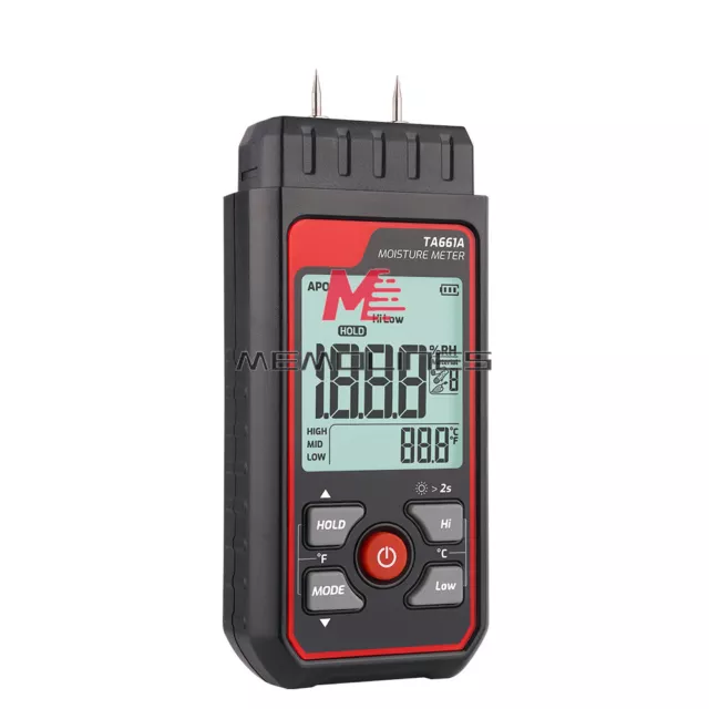 TA661A Handheld Digital LCD Moisture Meter Lumber Damp Test Wood Moisture Tester