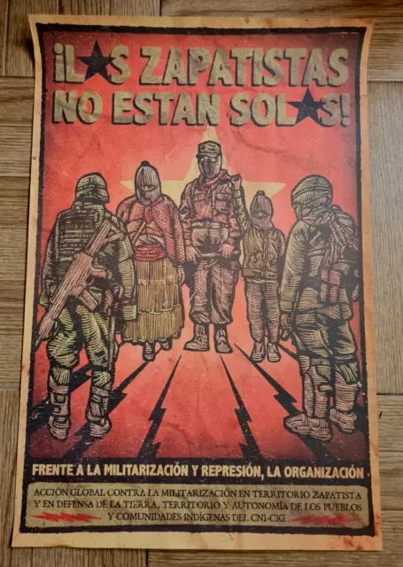 EZLN Guerilla Zapatista Poster AGAINST MILITARIZATION Mexican Maya Mexico Marcos