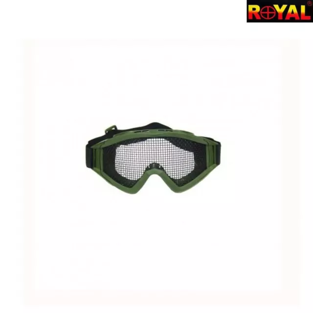 PROTEZIONE occhiali ROYAL MODELLO SNOW TAC VERDE CON RETE DI METALLO-SOFTAIR