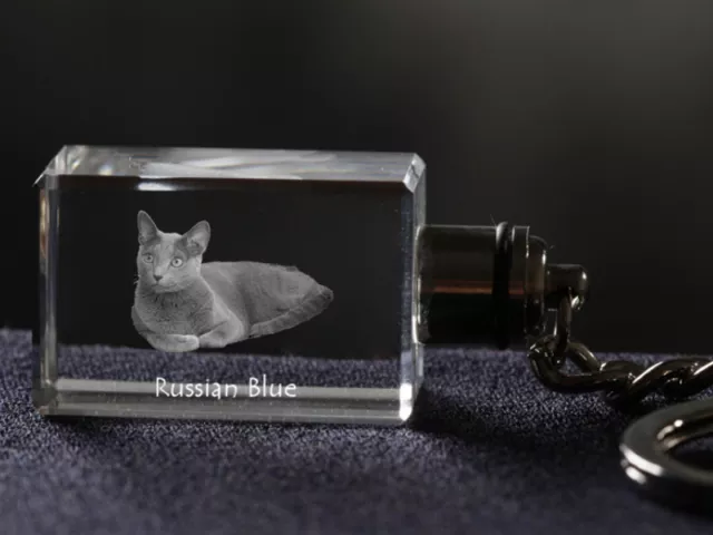 Russisch Blau, Katze Kristall Schlüsselbund, Schlüsselbund, Crystal Animals DE