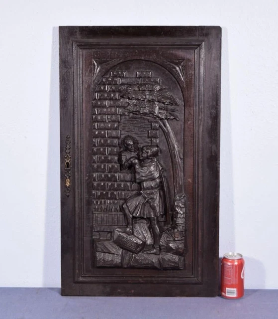 *Large French Antique Deeply Carved Architectural Panel Door Solid Oak Romantic
