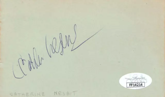 CATHLEEN NESBITTd 1982 Signed 3x5 Index Card Actress/An Affair to Remember JSA