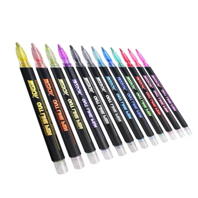 Doodle Dazzle Markers Double Line Outline Pens, 12 Colors Self Outline  Metallic