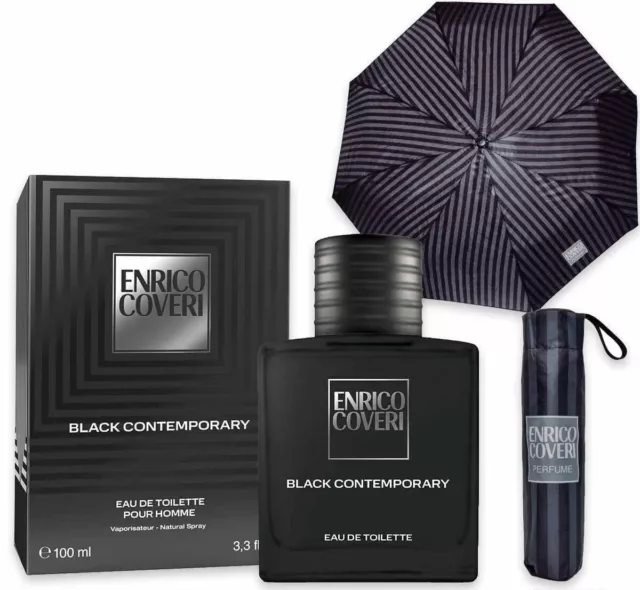 Parfüm für Männer Coveri black contemporary EDT 100ml+Schirm E Proben Geschenk