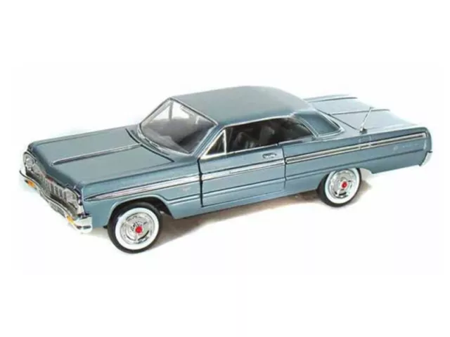 Chevrolet Impala 1964 - auto modelo diecast azul escala 1:24 - Motormax 73259BL