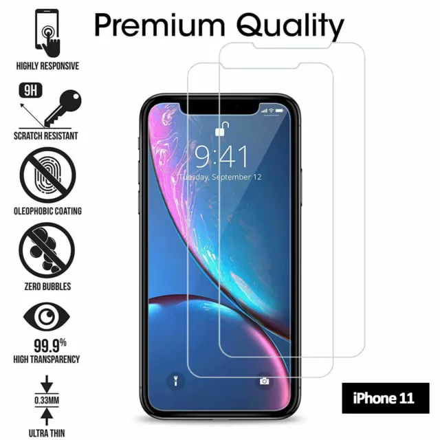 Tempered Glass Film Screen Protector Cover For New Apple iPhone 11 2019 2 Pack