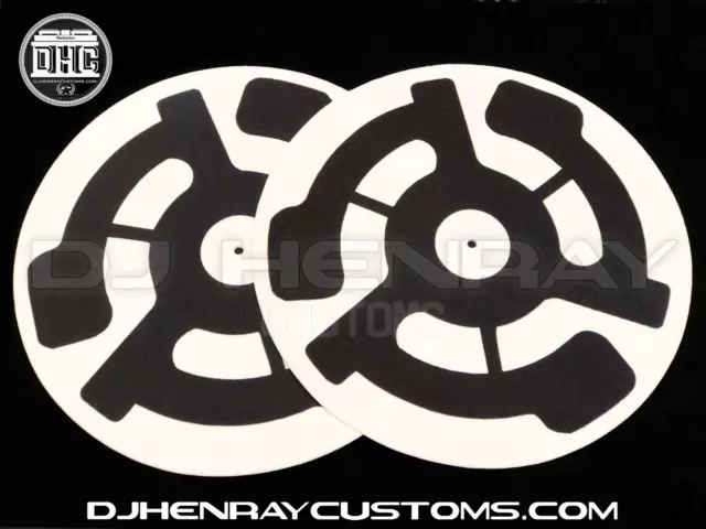 Black 45 adapter Dj Slipmats (pair) sl1200mk2 mk5 m3d m5g Technics any turntable