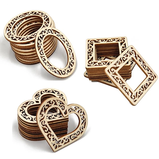10 piezas/juego de etiquetas de madera decoración creativa con forma de madera corazón rodajas ovaladas sin terminar