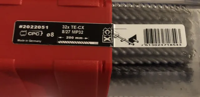 A Hilti Hammer Drill Bit SDS Plus TE-CX 8/27 MP32 (2022051) 8mm x 270mm