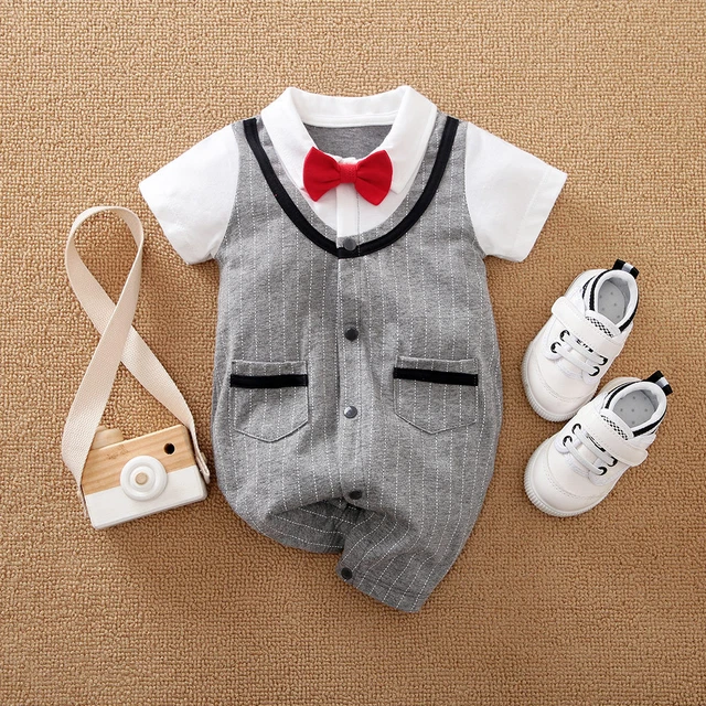 One-piece Newborn Boys Romper Bodysuit Toddlar Baby Kids Uniform Summer Jumpsuit