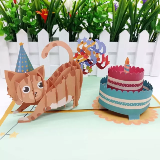 Pop up Biglietto di compleanno 3D Busta Biglietti d'auguri  Amante del gatto