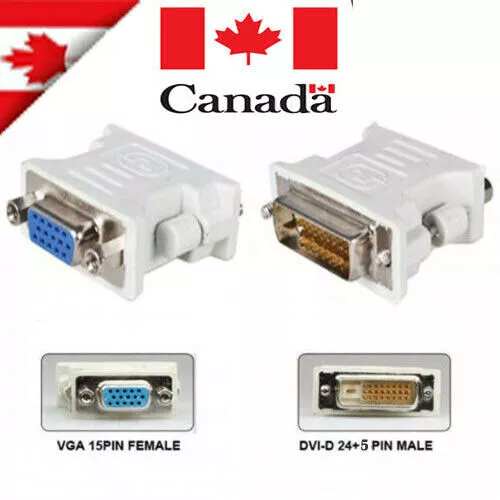 DVI-D Male to VGA Female Converter Adapter 24+5 Dual Link 15 Pin for PC