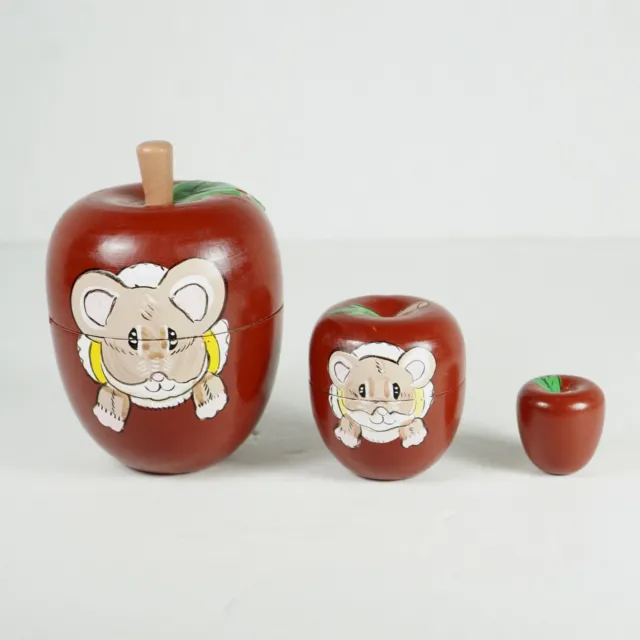 Charming Tails 87/525 Mouse In Apple Box 3 Piece Stack Set Rare Early Silvestri